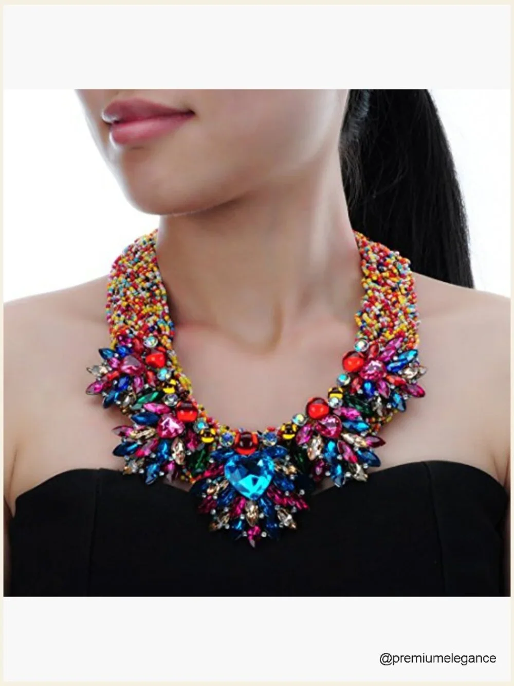 Simulated Pearl Collar Bib Necklace - Statement Jewelry - Picture 2 of 5